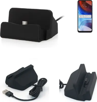 Produktbild von K-S-Trade Docking-Station kompatibel mit Motorola Moto E7i Power Ladestation Dock Ladegerät Docking Station Tischständer Ständer inkl. USB Typ C