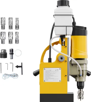 Zdjęcie produktu dla SucceBuy Magnet Drill-1400W, 2878 lbf Mag Drill Press, 2 in Drill Ring, 6 bitów, żółty