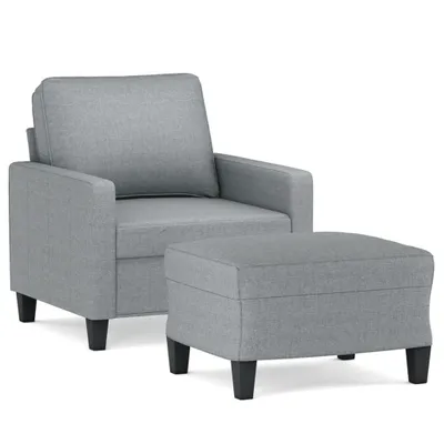 Produktbild von vidaXL Sessel mit Hocker Hellgrau 60 cm Stoff