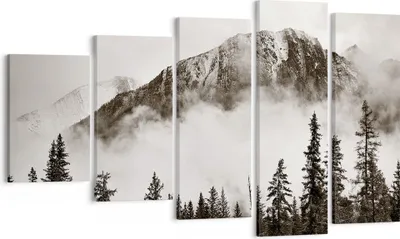 Produktbild von Bild auf Leinwand - Leinwandbild - 5 Teile - Nebel Berg Wald - 100x60cm - Wand Bild - Wanddeko - Wandbilder - Leinwanddruck - Bilder - Wanddekoration - Leinwand bilder - Wandbild - EG100x60-4936