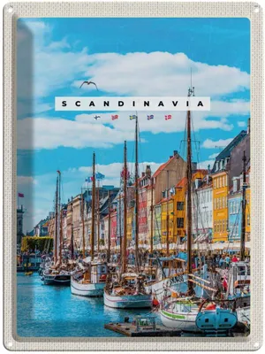 Produktbild von vianmo Blechschild 40x30 cm Skandinawien SchiffstourMeer Bildmotiv Reisemotiv Abenteuer Reisen Europa Urlaub