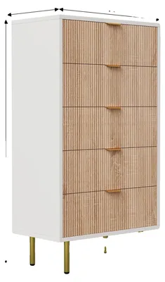 Obrázek produktu pro Komoda, moderní minimalistický design, prostorný úložný prostor, ADPB-65, 5 zásuvek