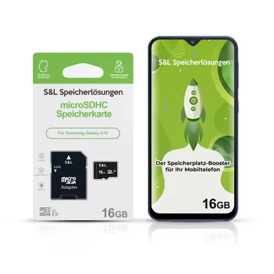Produktbild von microSD Speicherkarte S&L für Samsung Galaxy A10 - Speicherkapazität: 16 GB