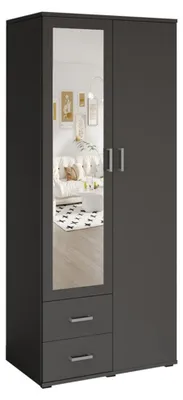 Immagine prodotto di Armadio TOM 2 porte con specchio e 2 cassetti grigio antracite 80 cm