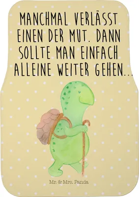 Produktbild von Mr. & Mrs. Panda Automatte Schildkröte Wanderer - Gelb Pastell - Geschenk, Schildkröten, Rucksack, Auto Teppich, Auto-Fußmatte, Autoteppich, Fußmatte, Motivationssprüche