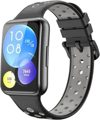 Produktbild von Strap-it Huawei Watch Fit 2 Sportarmband (Schwarz/Grau)