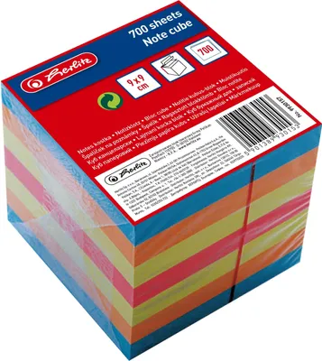 Zdjęcie produktu dla Herlitz Notes Kostka 9X9X9 Cm - 700 Kartek, Kolorowe