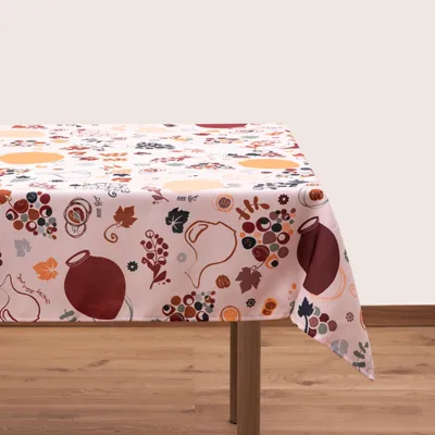 Tischdecke Qvevri-Design, Weiß, 83x55 cm, 100 % Baumwolle