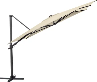 Produktbild von KETTLER  Easy Flex Ampelschirm 300x300 cm, UPF50+, inkl. Abdeckhaube+ Schirmständer, anthrazit matt/ natur, Aluminium/Polyester mit PolyurethanBeschichtung