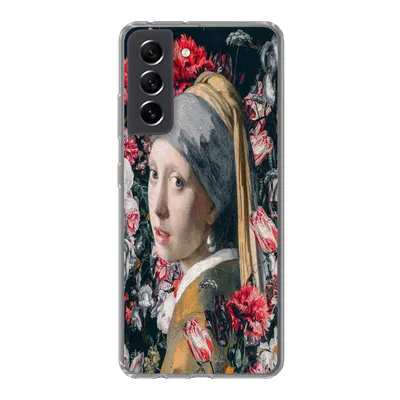 Produktbild von MuchoWow® Handyhülle Schutzhülle Hülle für Samsung Galaxy S21 FE Das Mädchen mit dem Perlenohrring - Blumen - Vermeer Silikon Softcase Handy Hülle - Mobiltelefonhülle
