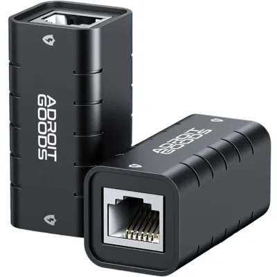 Obrázok produktu pre AdroitGoods RJ45 Ethernet Extension - 10 Gigabitov za sekundu - Spojovací internetový kábel - Sieťový konektor - Adaptér pre spojky - Čierny