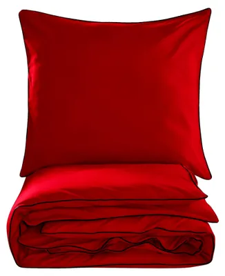 Produktbild von Bettwäsche 155x200 cm - Baumwoll-Mikrofaser - 2-teiliges Set - Bettbezug 155x200 cm und 2 Kissenbezüge 70x80 cm - Rot