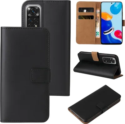 Produktbild von Handy Hülle für Xiaomi Redmi Note 11 Klapphülle Bookcase Flip Cover Handy Tasche Etui Farbe: Schwarz