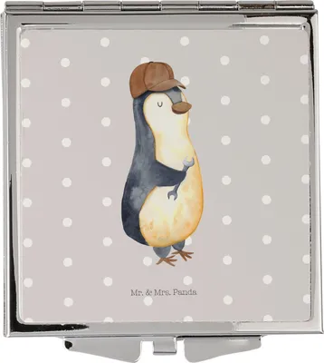 Produktbild von Mr. & Mrs. Panda Taschenspiegel Wenn Papa es nicht reparieren kann, sind wir am Arsch - Grau Pastell - Geschenk, Pinguin, Vatertag, Schminkspiegel, Dad Bester Vater