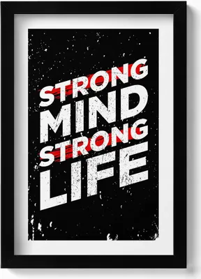 Produktbild von Motivierende Inschrift „Starker Geist, starkes Leben“– Wandbild mit Rahmen – Gerahmtes Bild  – Wanddekoration – 20x30 cm – Schwarz