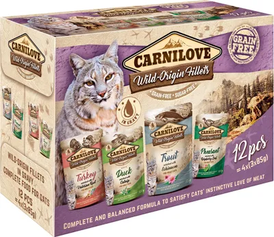 Produktbild von Carnilove Wild Origin Fillets Nassfutter für Katzen 12 x 85 g