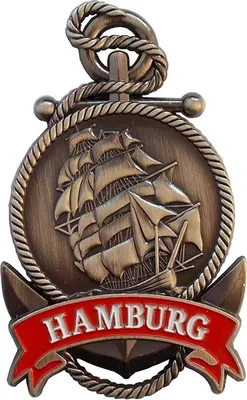 Produktbild von Metallmagnet Hamburg Schiff mit Tau