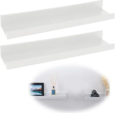 Produktbild von LS-LebenStil 2 Wandregal Wandboard 45cm Set 2-fach Deko Regal Schweberegal Küchenregal schwebend schmal für Bilderrahmen Bilder Fotoleiste Bücherregal