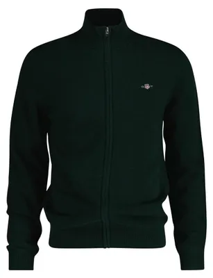 Produktbild von Gant Herren Extrafine Lambswool Zip Cardigan Strickjacke, Tartan Green, M EU