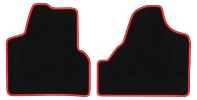Productafbeelding van Velours automatten voor Citroen Jumpy II 2007-2016 – 2-delig, zwart/rood, op maat – Wielganizator CARLUX