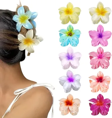 Produktbild von Haarspangen 10 Stück, Blumenform, Bunte Haarklammern, Für Dickes Haar, Für Damen und Mädchen