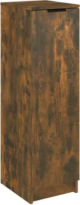 A tall, narrow cabinet with a rustic wood finish.