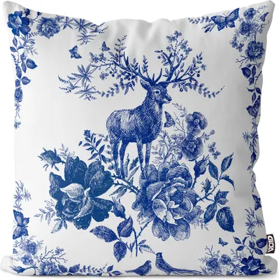 Produktbild von VOID Hirsch Blumen Wald Kissenbezug Kissenhülle Sofakissen Kissen Deko Outdoor-Kissen Dekokissen