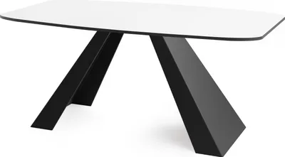 Produktbild von Esstisch Monte im Modern Stil, Rechteckiger Tisch - Ausziehbar von 160 cm bis 200 cm, Pulverbeschichtete Schwarze Metallbeine - 160 x 80 cm - Weiß