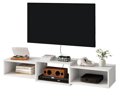 Schwebende TV-Wandhalterung, Holz, 117x26x17,5 cm, Weiß