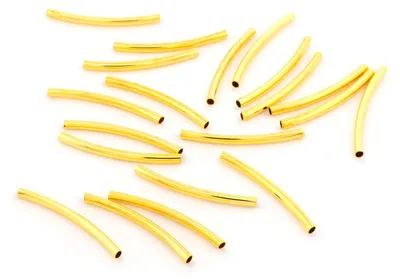 Produktbild von Vintageparts Röhrenperle Messing Goldfarben 25 mm, 20 Stück