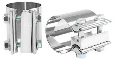 Image de 2 colliers de fixation en acier inoxydable, diamètre 64,1 mm, pour tuyaux d'échappement