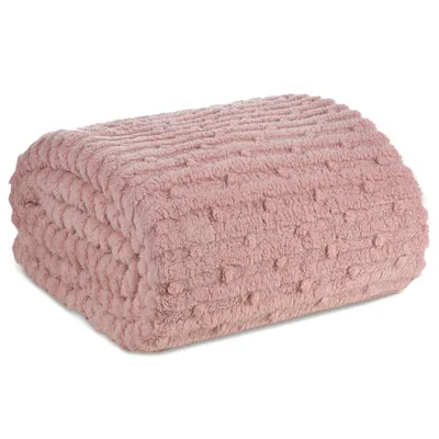Produktbild von EUROFIRANY | Decke - 130 x 170 cm - puderrosa Wohndecke - Streifen