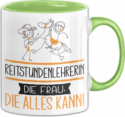 Produktbild von Reitstundenlehrerin Geschenk Tasse Becher Die Frau Die Allen Kann Geschenkidee für eine Reitstundenlehrerin Lustig (Grün)