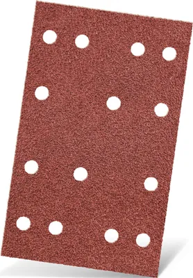 Produktbild von MENZER Red Klett-Schleifblätter, 133 x 80 mm, 14-Loch, f. Schwingschleifer, Normalkorund (50 Stk.) K120