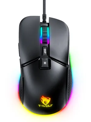 Immagine prodotto di S&T DESIGN RGB Gaming Mouse Nero Cablato Leggero 13 modalità di luce RGB Mouse da gioco cablato, 7200 dpi, ergonomico, mouse ottico, USB