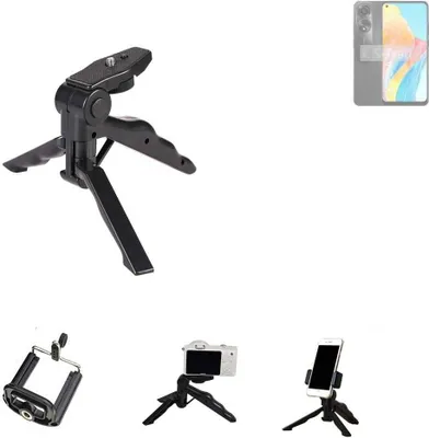 Produktbild von K-S-Trade Stativ Tisch-Ständer Dreibein Handy-Stativ Ständer kompatibel mit Oppo A78 4G Mini-Stativ Smartphone Tripod Handy-Stativ aus Plastik