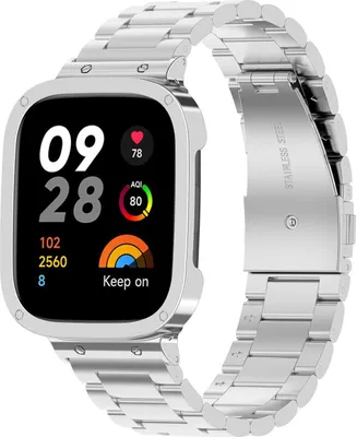 Produktbild von Strap-it Redmi Watch 3 Stahlarmband (Silber)