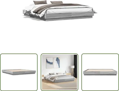 Produktbild von The Living Store Bettgestell Grau Sonoma 180x200 cm Holzwerkstoff