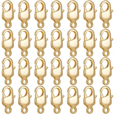 Image de Fermoirs à crochet - Plaqué or 18 carats sur laiton - Pour la fabrication de bijoux - 30 pièces, 13x7 mm