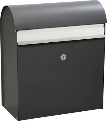 Produktbild von MEFA Briefkasten Stahl pulverbeschichtet BxHxT 365/425/180 mm Jade 870 Basaltgrau RAL 7012 Entnahme vorne mit Klappe