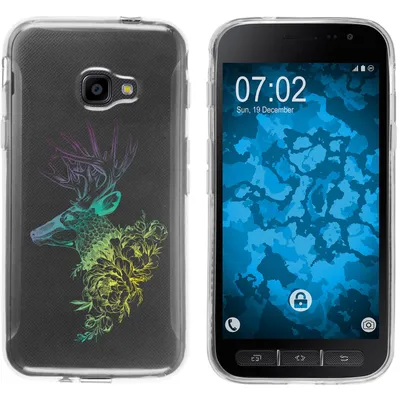 Produktbild von PhoneNatic Case kompatibel mit Samsung Galaxy Xcover 4 / 4s Silikon-Hülle Floral Hirsch M7-4