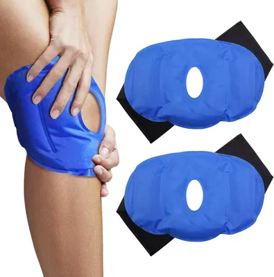 Imagen del producto de Almohadillas de gel refrigerantes para rodillas, reutilizables, paquete de 2 unidades, con cierre, para aliviar el dolor y las lesiones