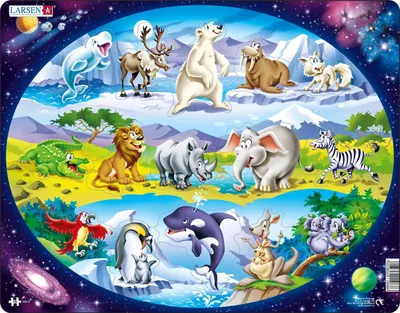 Zdjęcie produktu dla Larsen Puzzle Zwierzęta na całym świecie 15 tlg.