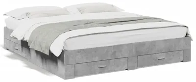 Produktbild von vidaXL Bettgestell mit Schubladen Betongrau 180x200 cm Holzwerkstoff