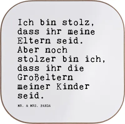 Produktbild von Mr. & Mrs. Panda Tassen Untersetzer Ich bin stolz, dass... - Weiß - Geschenk, für Gläser, stolz, Großeltern, Coaster, Sprüche, gläseruntersetzer, Enkel Geburt, Oma Opa