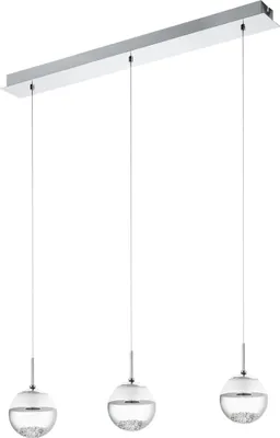 Produktbild von EGLO LED Pendelleuchte Montefio 1, 3 flammige Hängelampe, Pendellampe aus Metall, Glas und Kristall, Hängeleuchte, LED Esstischlampe warmweiß, L 87 cm