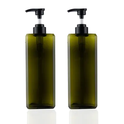 Produktbild von Shampooflasche Pumpspender, Leere Plastik Seifenspender Flasche mit Pumpe für Bad, Küche oder Hotel,(schwarzgrün)