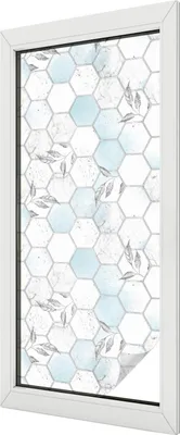 Produktbild von Buntglas Fensterfolie – 116x50 cm – Stained-Glass Design – blickdichte dekorative Sichtschutzfolie – selbstklebend, UV-Schutz – Blattkacheln