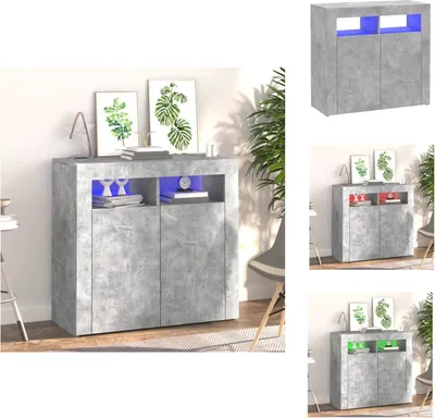 Productafbeelding van vidaXL Dressoir met LED-verlichting, betonkleur, 80x35x75 cm - Dressoirs