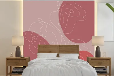 Produktbild von MuchoWow® Fototapete für Wohnzimmer oder Schlafzimmer Wandtapete Vinyl Motivtapete Rosen - Rot - Blumen - Abstrakt - 350x350 cm - Schlafzimmertapete